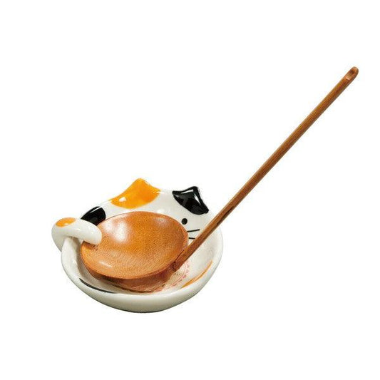 Calico Cat Ladle Holder ,Ceramic Cat-Shaped Ladle Rest - P for Pawsome