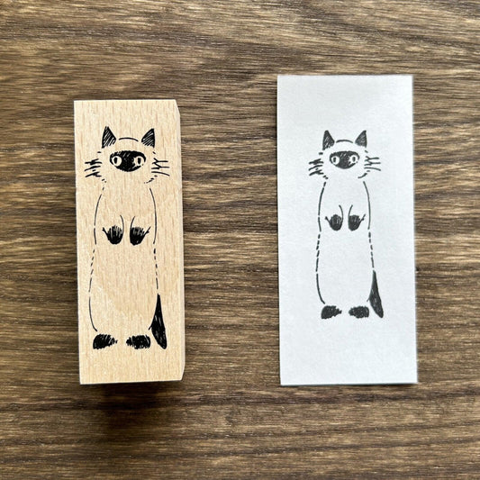 Siamese Cat Wooden Stamp | Unique Stationery | Cat Lover's Delight | Japan Design - P for Pawsome