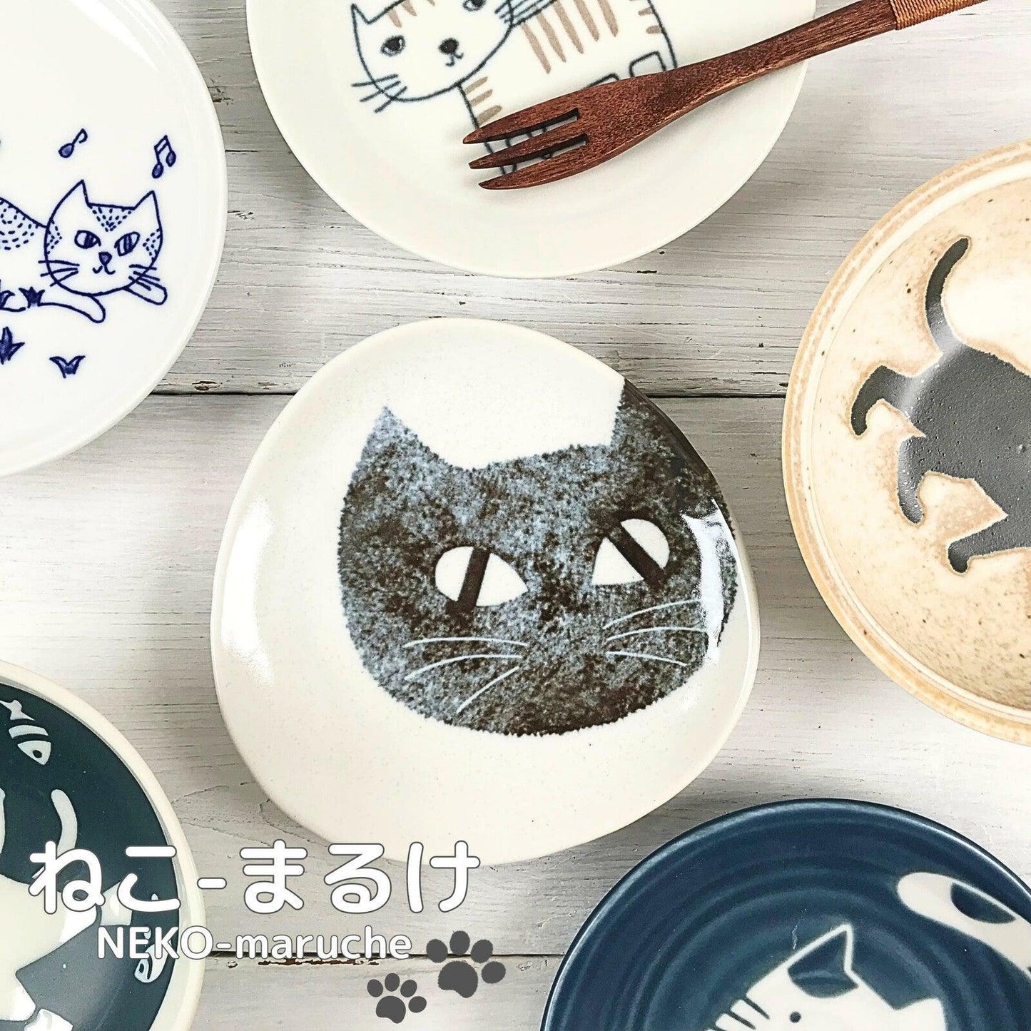 Mitsumeru Cat Plate - Adorable &amp; Versatile | Japanese Minoyaki Ceramic - P for Pawsome